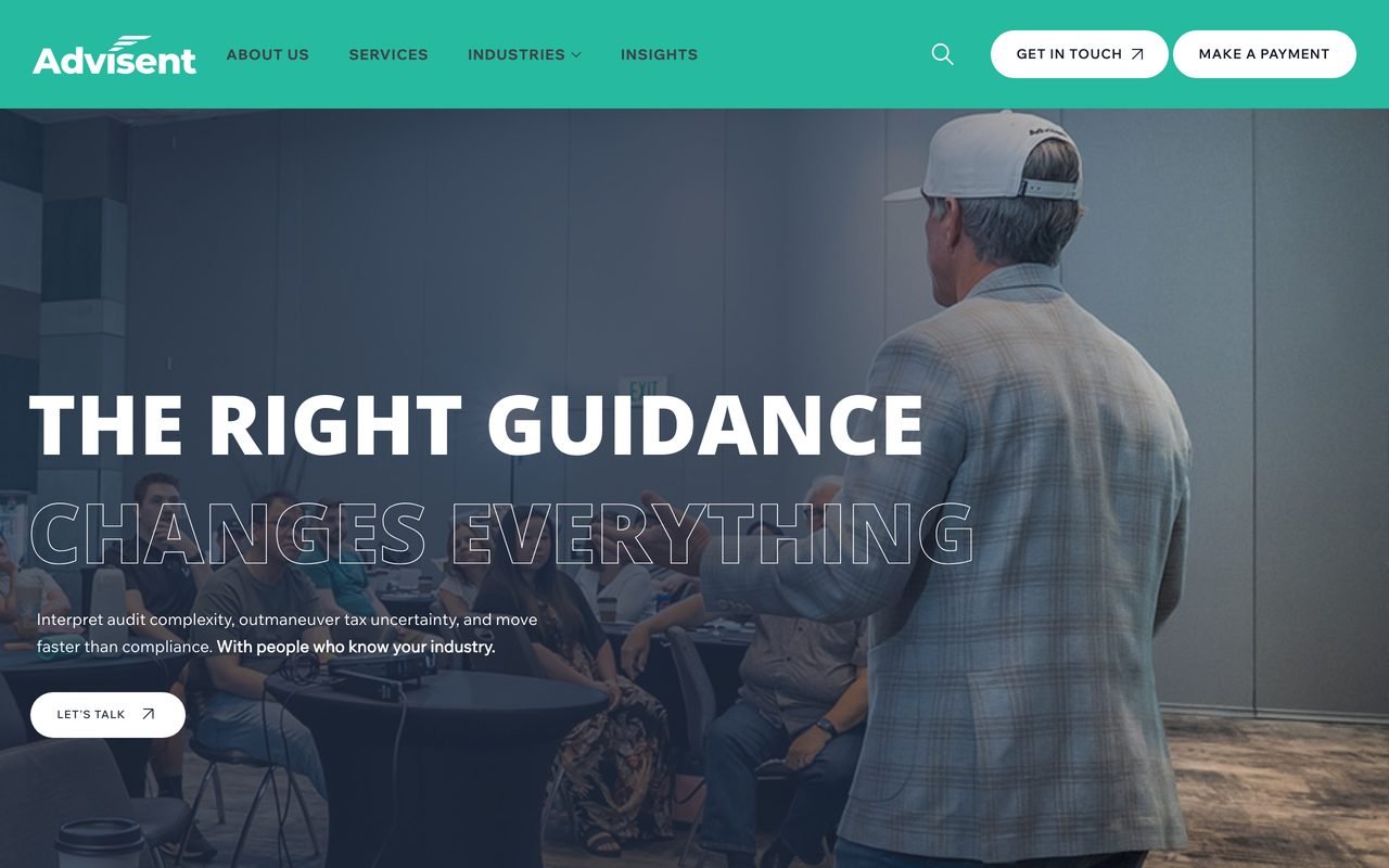 Homepage of Advisent